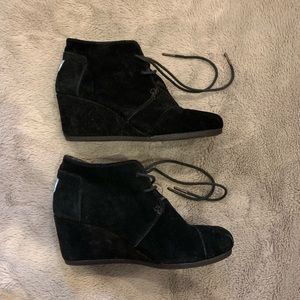 TOMS Black Wedge Booties